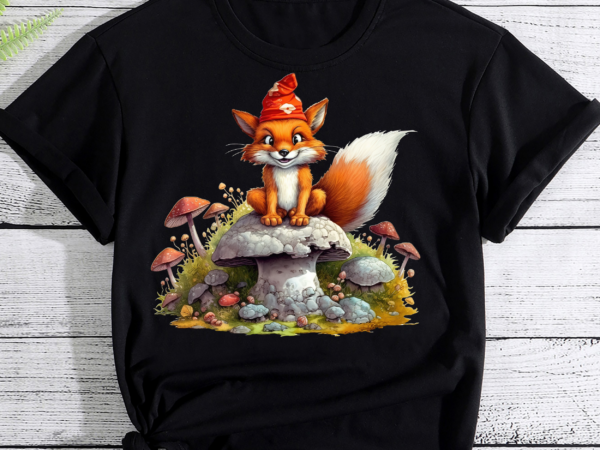 Funny fox and mushroom happy fox lover pc t shirt graphic design