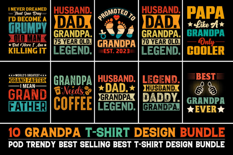 Grandpa T-Shirt Design Bundle