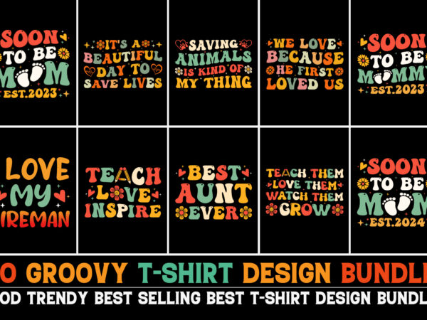 Groovy t-shirt design bundle