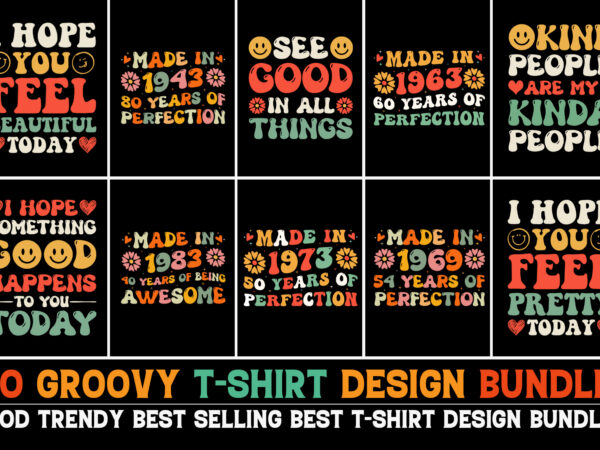 Groovy t-shirt design bundle