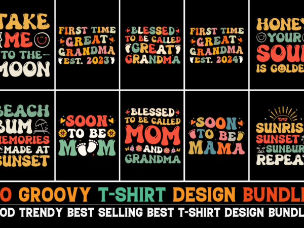 Groovy t-shirt design bundle