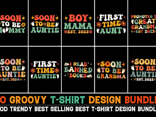 Groovy t-shirt design bundle