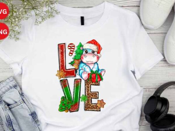 Love christmas hippopotamus png sublimation design download,christmas png, baby hippo png, christmas hippopotamus png, sublimate download