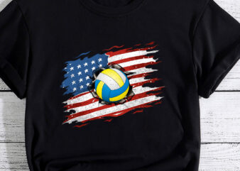 Patriotic volleyball 4th Of July USA American Flag PC t shirt illustration