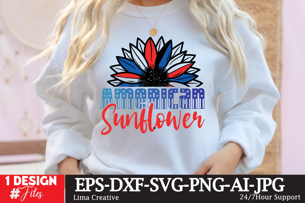 American Sunflower T-shirt Design , 4th july, 4th july song, 4th july