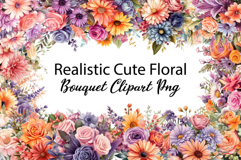 Realistic Cute Floral Bouquet Clipart