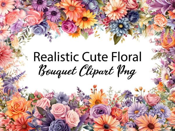 Realistic cute floral bouquet clipart t shirt design online