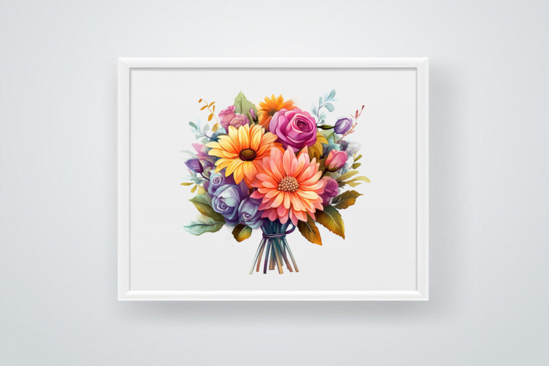 Realistic Cute Floral Bouquet Clipart