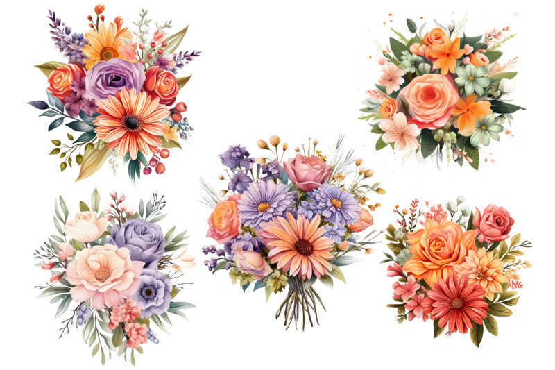 Realistic Cute Floral Bouquet Clipart