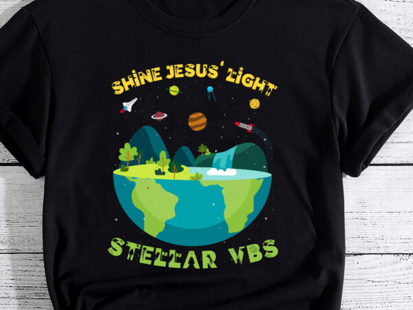 Stellar vacation bible school shine jesus_ light christian pc t shirt template vector