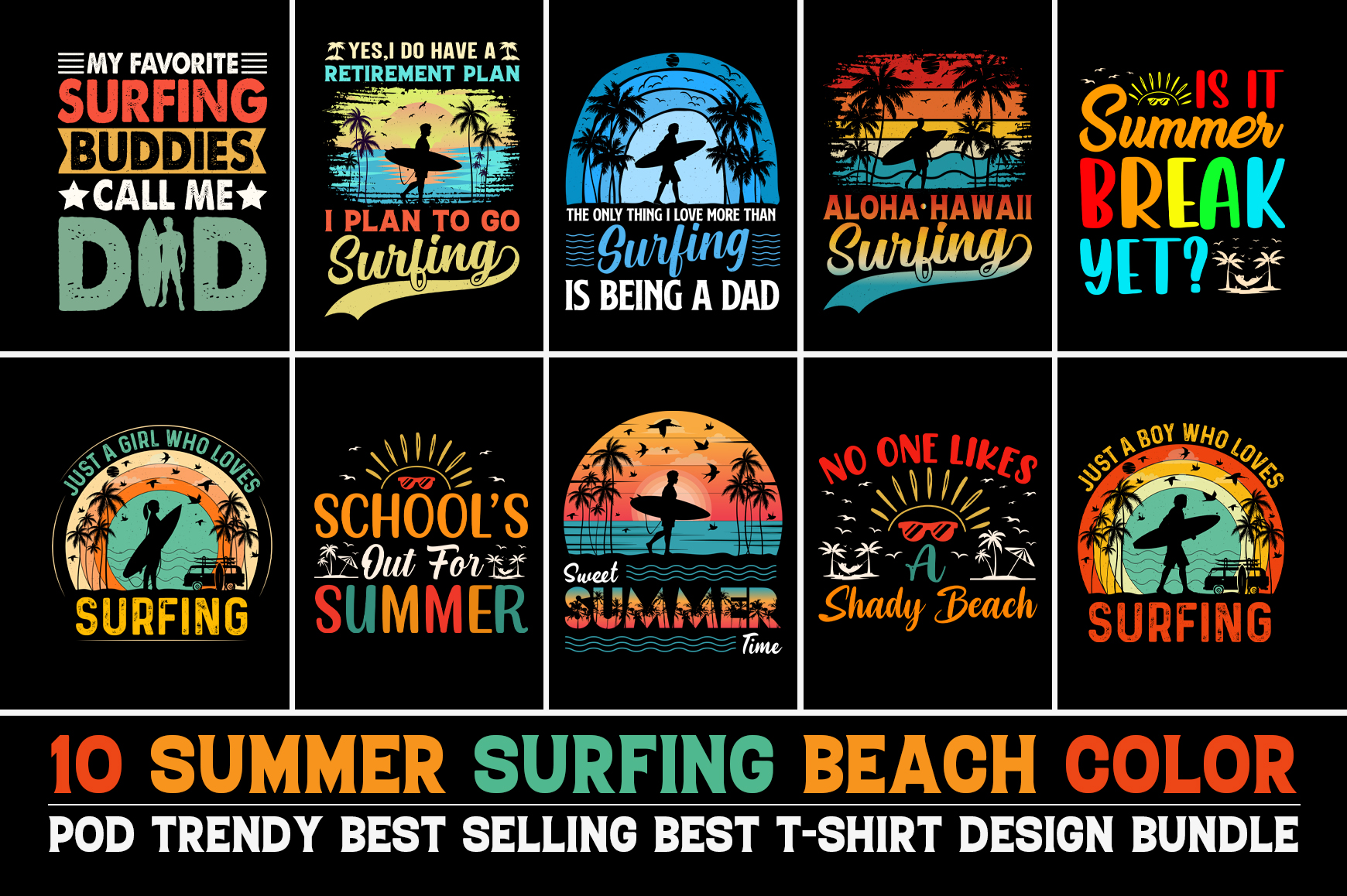 Summer Typography T-shirt Design Bundle Graphic by Creative shirts