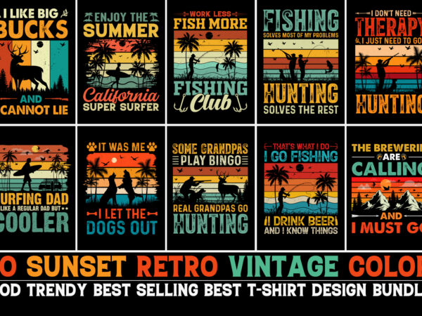 Sunset sublimation t-shirt design bundle