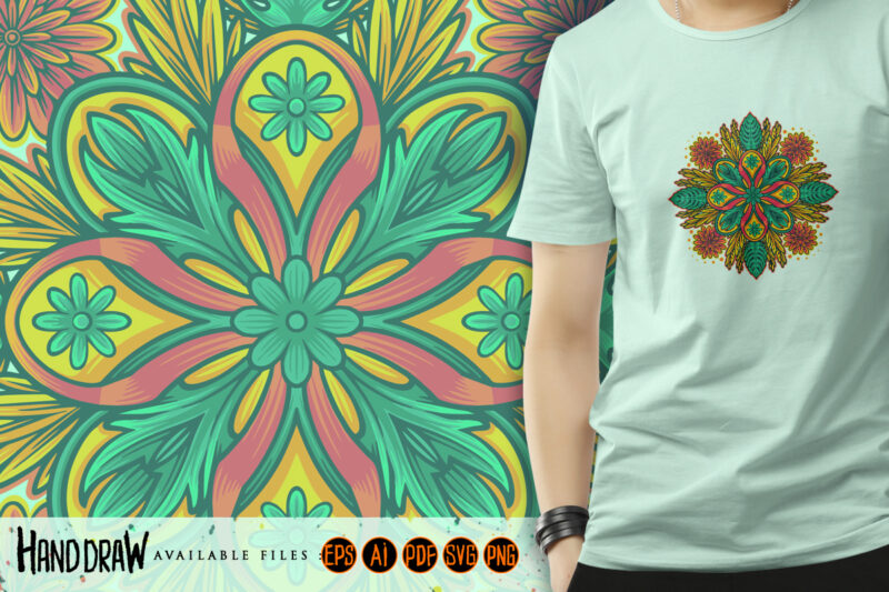 Ornate mandala geometry with floral touches