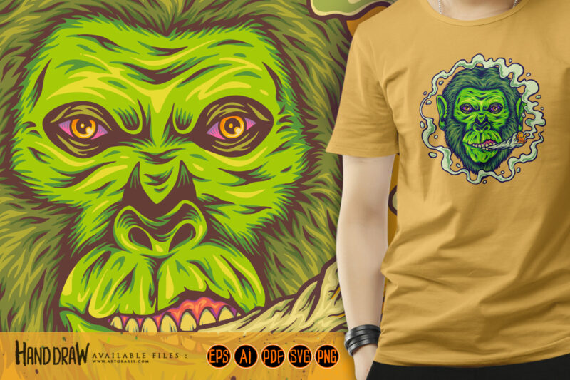 Gorilla king puffs weed joint cannabis strains illustrations