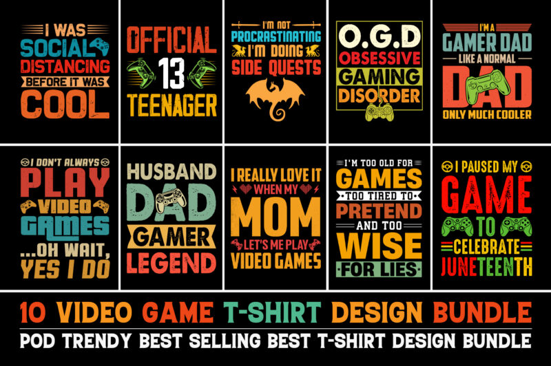 Video Game T-Shirt Design Bundle