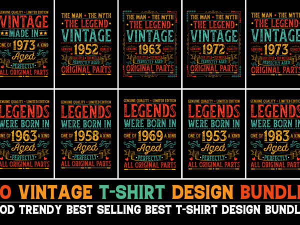 Vintage birthday t-shirt design bundle