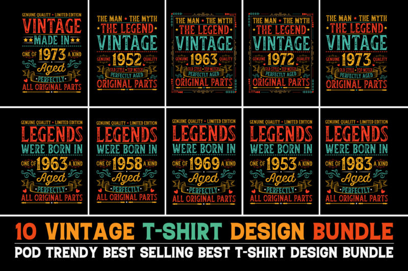 Vintage Birthday T-Shirt Design Bundle