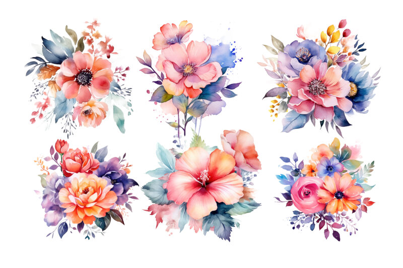 Watercolor Flower Arrangements Florals