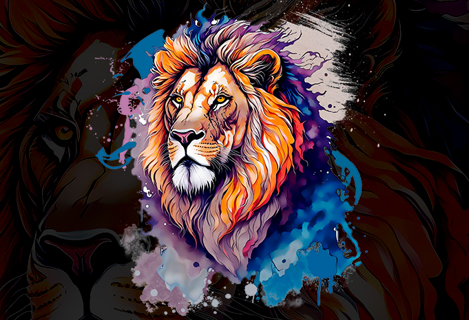 Lion Watercolor T-Shirt Design Graphic by raqibul_graphics