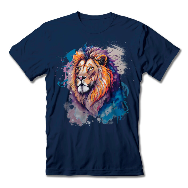 Lion Watercolor T-Shirt Design Graphic by raqibul_graphics