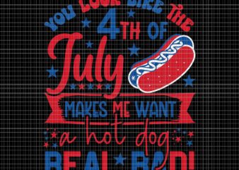 You Look Like The 4th Of July Makes Me Want A Hot Dog Real Bad Svg, 4th Of July Hot Dog Svg, 4th Of July Day Svg t shirt design template