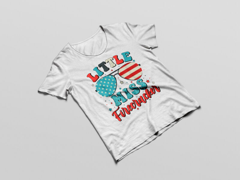 Little Miss Firecracker 4th of July For Girls Women T-Shirt Design png