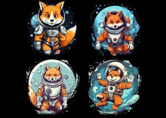 Happy Astronaut Fox space explorer t shirt design graphic, Happy Astronaut Fox space explorer best seller tshirt design, Happy Astronaut Fox space explorer PNG file design