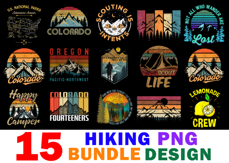 15 Hiking shirt Designs Bundle For Commercial Use, Hiking T-shirt, Hiking png file, Hiking digital file, Hiking gift, Hiking download, Hiking design