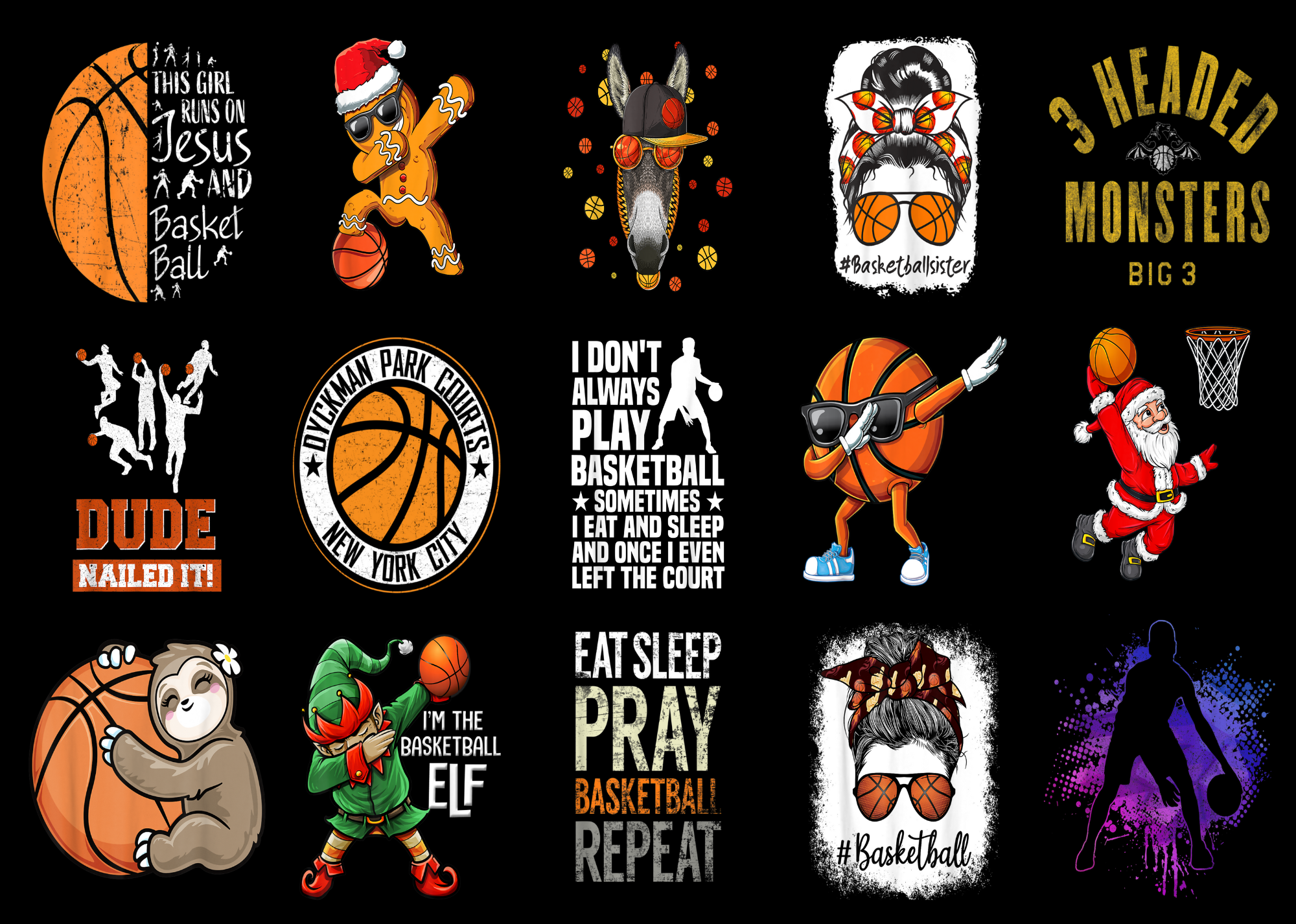 Basketball Players T-Shirt Design File Bundle #3 – anyteedesigns