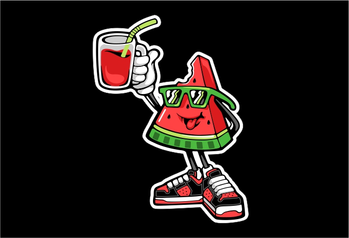 Watermelon Fruit Cartoon Mascot Character - Buy t-shirt designs