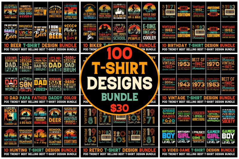 100 T-Shirt Design Bundle 5