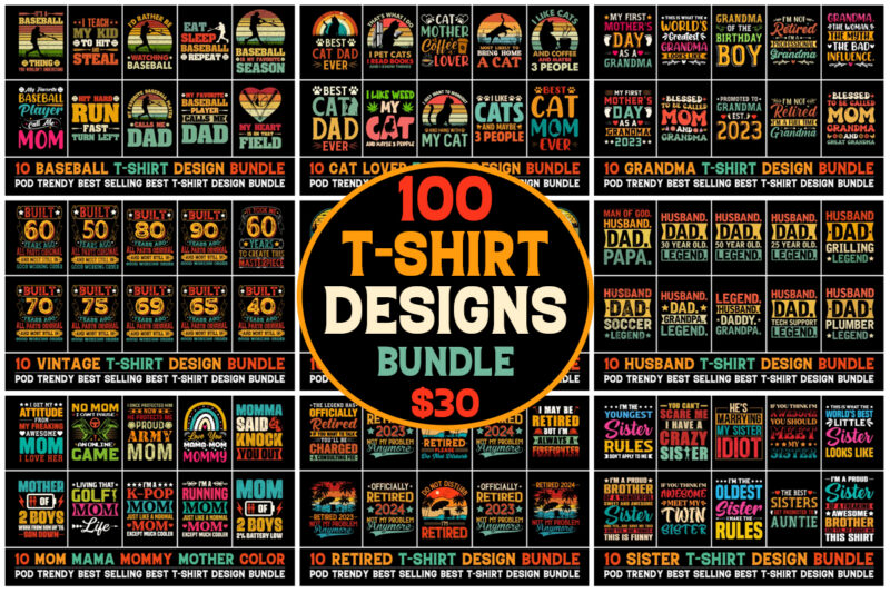 100 T-Shirt Design Bundle 6