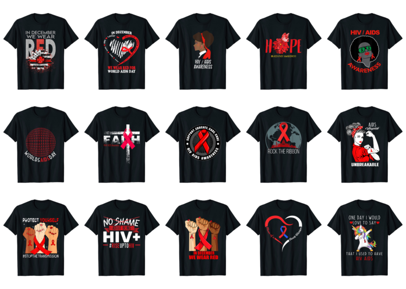 15 World AIDS Day Shirt Designs Bundle For Commercial Use Part 4, World AIDS Day T-shirt, World AIDS Day png file, World AIDS Day digital file, World AIDS Day gift,