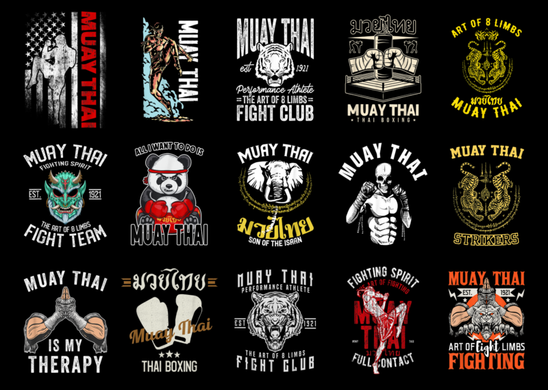 15 Muay Thai Shirt Designs Bundle For Commercial Use Part 3, Muay Thai T-shirt, Muay Thai png file, Muay Thai digital file, Muay Thai gift, Muay Thai download, Muay Thai design