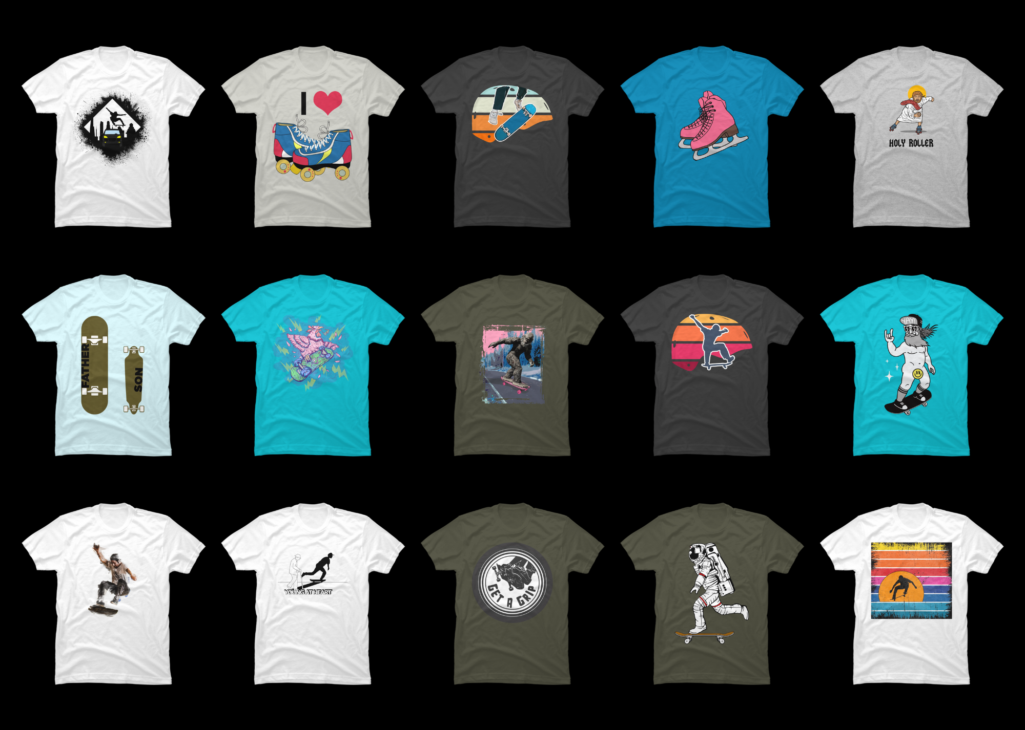 15 Skating shirt Designs Bundle For Commercial Use Part 5, Skating T ...