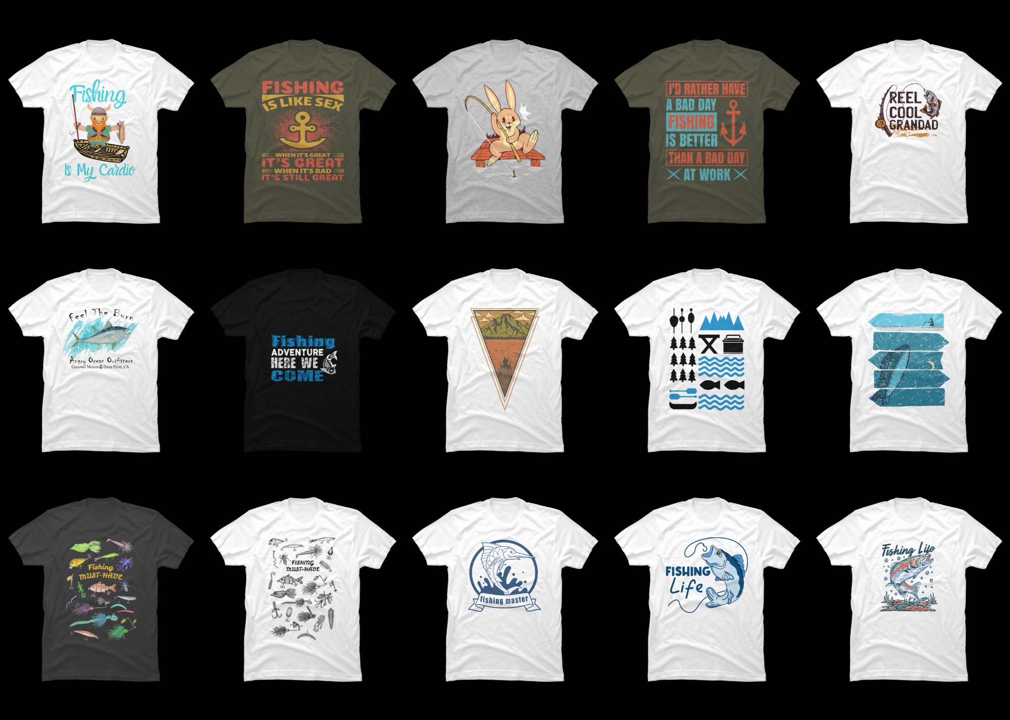 15 Fishing shirt Designs Bundle For Commercial Use Part 5, Fishing T ...