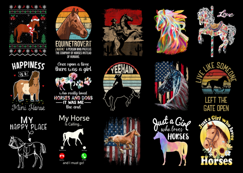 15 Horse Shirt Designs Bundle For Commercial Use Part 4, Horse T-shirt, Horse png file, Horse digital file, Horse gift, Horse download, Horse design