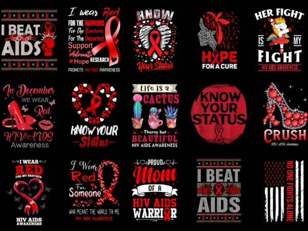 15 world aids day shirt designs bundle for commercial use part 3, world aids day t-shirt, world aids day png file, world aids day digital file, world aids day gift,