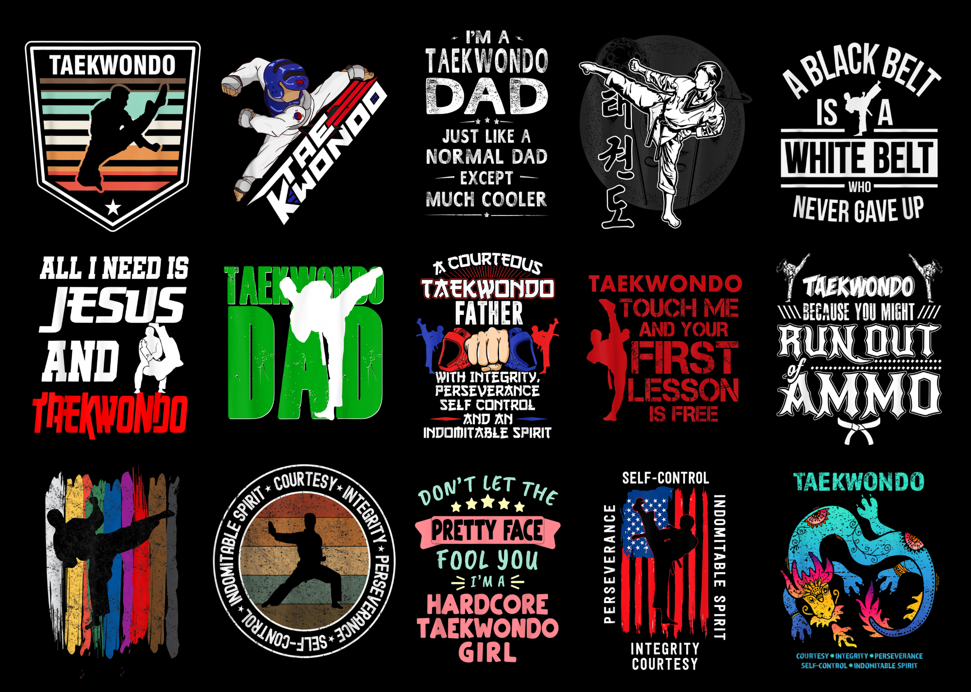 15 Taekwondo Shirt Designs Bundle For Commercial Use Part 3, Taekwondo ...