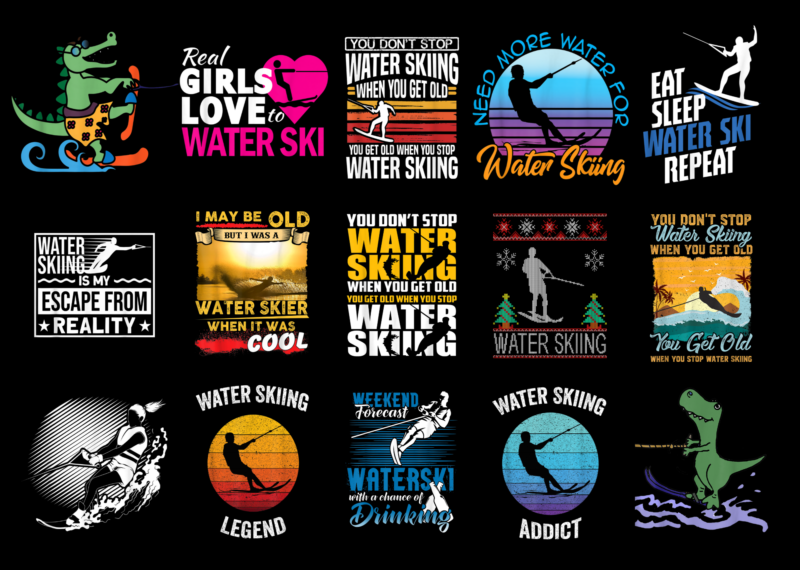 15 Water Skiing Shirt Designs Bundle For Commercial Use Part 3, Water Skiing T-shirt, Water Skiing png file, Water Skiing digital file, Water Skiing gift, Water Skiing download, Water Skiing design