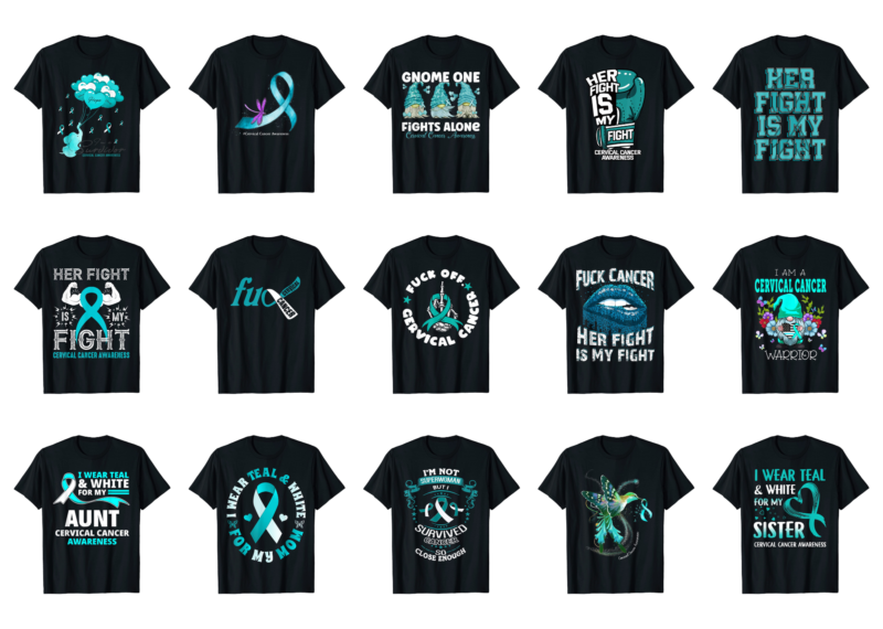 15 Cervical Cancer Awareness Shirt Designs Bundle For Commercial Use Part 4, Cervical Cancer Awareness T-shirt, Cervical Cancer Awareness png file, Cervical Cancer Awareness digital file, Cervical Cancer Awareness gift,