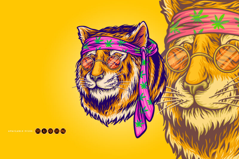 Fierce beautiful bohemian tiger head