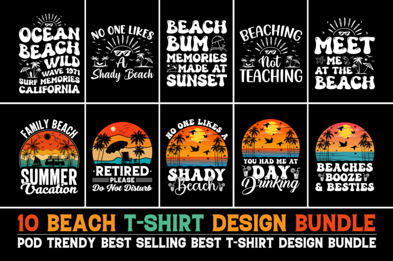 Beach T-Shirt Design Bundle