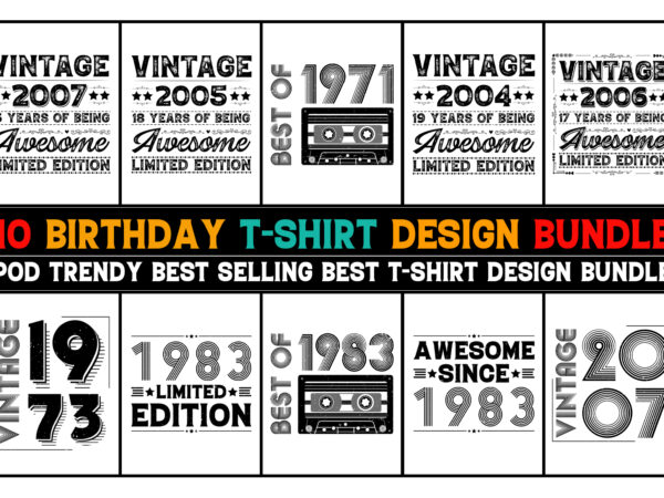 Birthday t-shirt design bundle