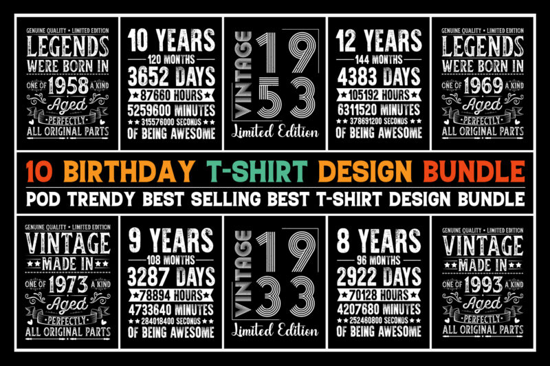 Birthday T-Shirt Design Bundle