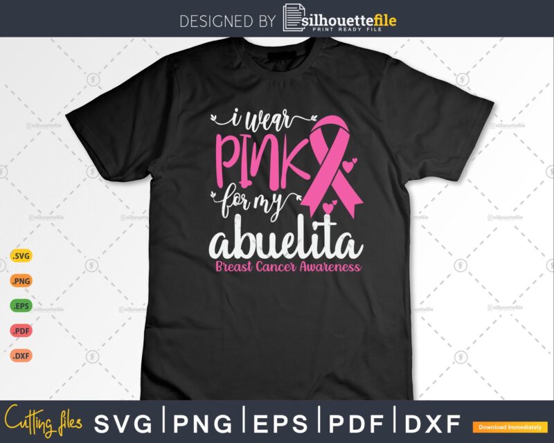 I wear Pink for my Abuelita Breast Cancer SVG & PNG