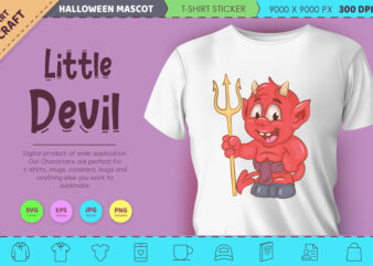 Cute Little devil. Halloween mascot.