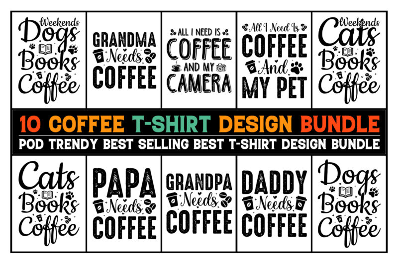 Coffee T-Shirt Design Bundle