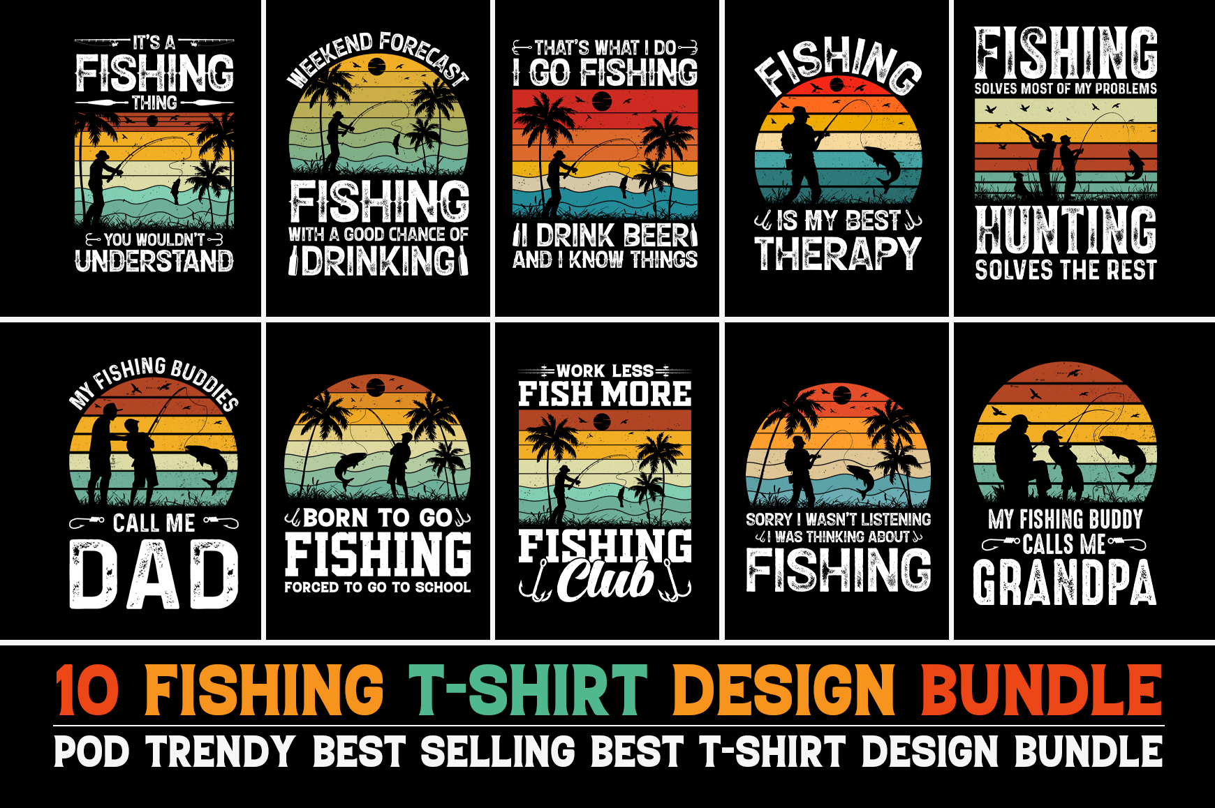 Fishing T Shirt Design Bundle