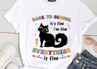 Funny Black Cat Back to School for Teachers Boys Girls Kids